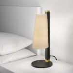 Modern brass table lamp with fabric shade TBF01 - Image 2