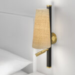Modern brass reading light with fabric shade RBR15 - Image 3