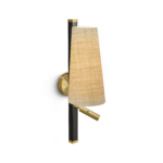 Modern brass reading light with fabric shade RBR15