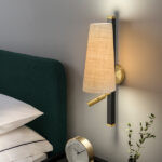 Modern brass reading light with fabric shade RBR15 - Image 2