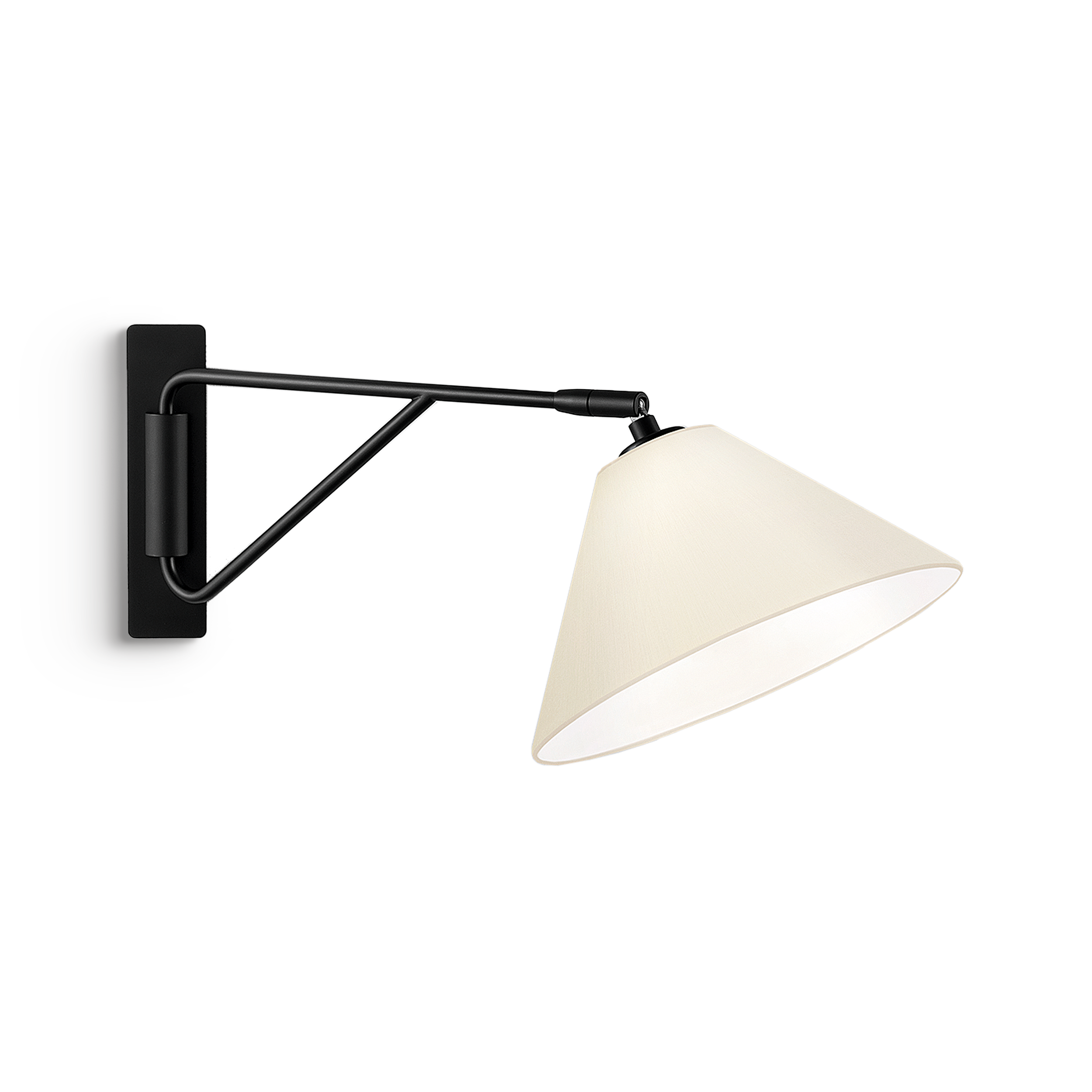 ar-10-w1-bl-with-qar-10-oy-primary Modern black wall lamp with fabric shade WKF01 - Image 1