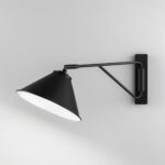 Modern black wall lamp with fabric shade WKF02 - Image 3