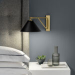 Modern black wall lamp with fabric shade WKF04 - Image 3