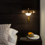 Decorative brass wall lamp with opal glass WBG16 - Image 2