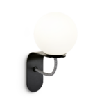 Compact black wall sconce with opal glass WKG01