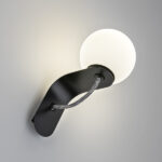 Compact black wall sconce with opal glass WKG01 - Image 2