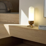 Retro brass table lamp with opal glass TBG03 - Image 5