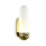 Retro brass wall lamp with opal glass WBG05