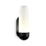 Retro black wall lamp with opal glass WKG06
