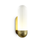 Retro brass wall lamp with opal glass WBG04