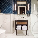 Modern chrome bathroom wall light with opal diffuser BCG01 - Image 2