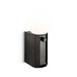 Compact black wall lamp with opal glass WKG03