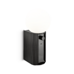 Compact black wall lamp with opal glass WKG04