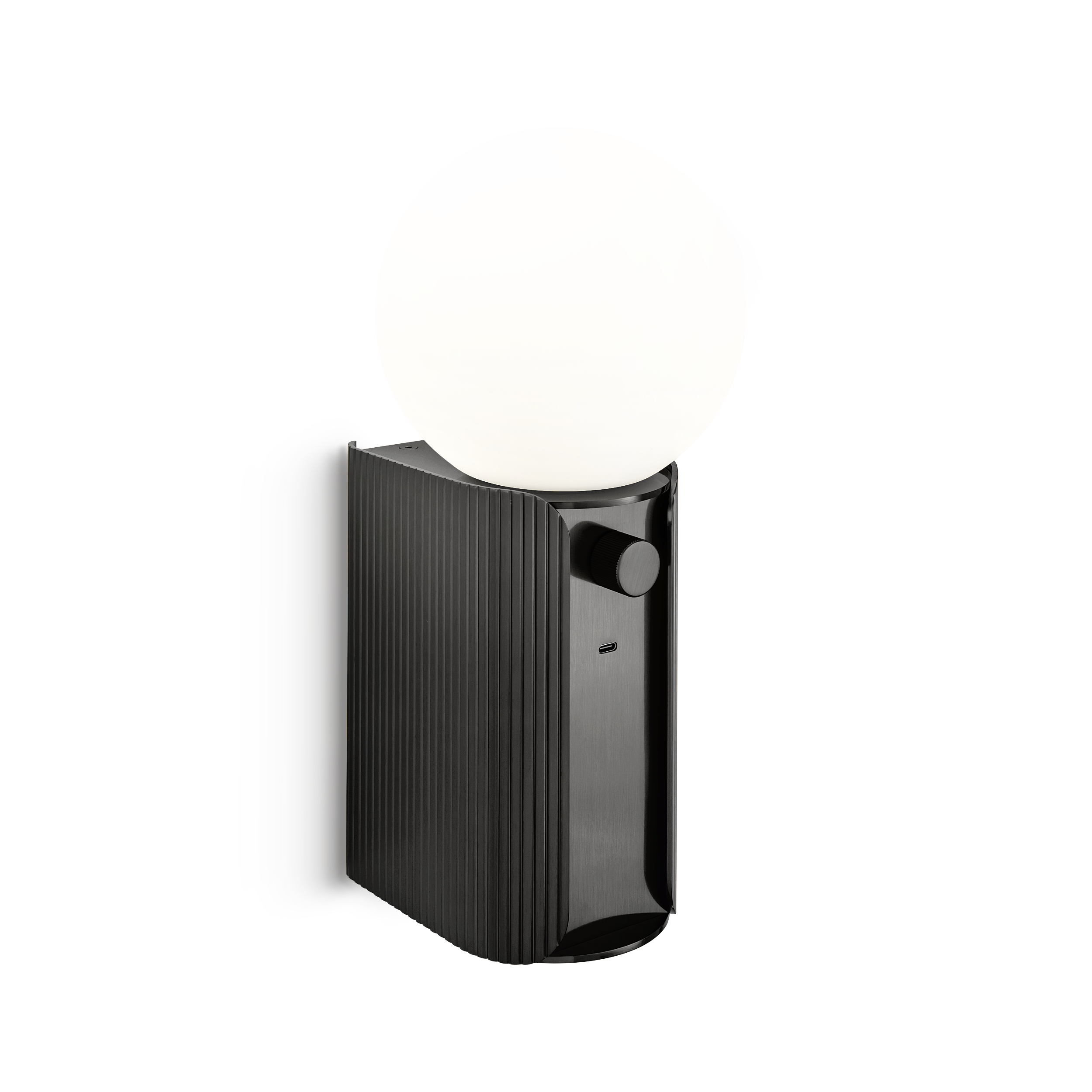 ct-11-w1-cv1-bl-primary Compact black wall lamp with opal glass WKG04 - Image 1