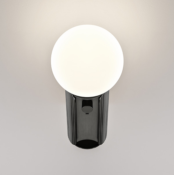 ct-11-w1-cv1-bl-secondary Compact black wall lamp with opal glass WKG04 - Image 2