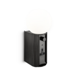 Compact black wall lamp with opal glass WKG05