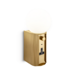 Compact brass wall lamp with opal glass WBG03
