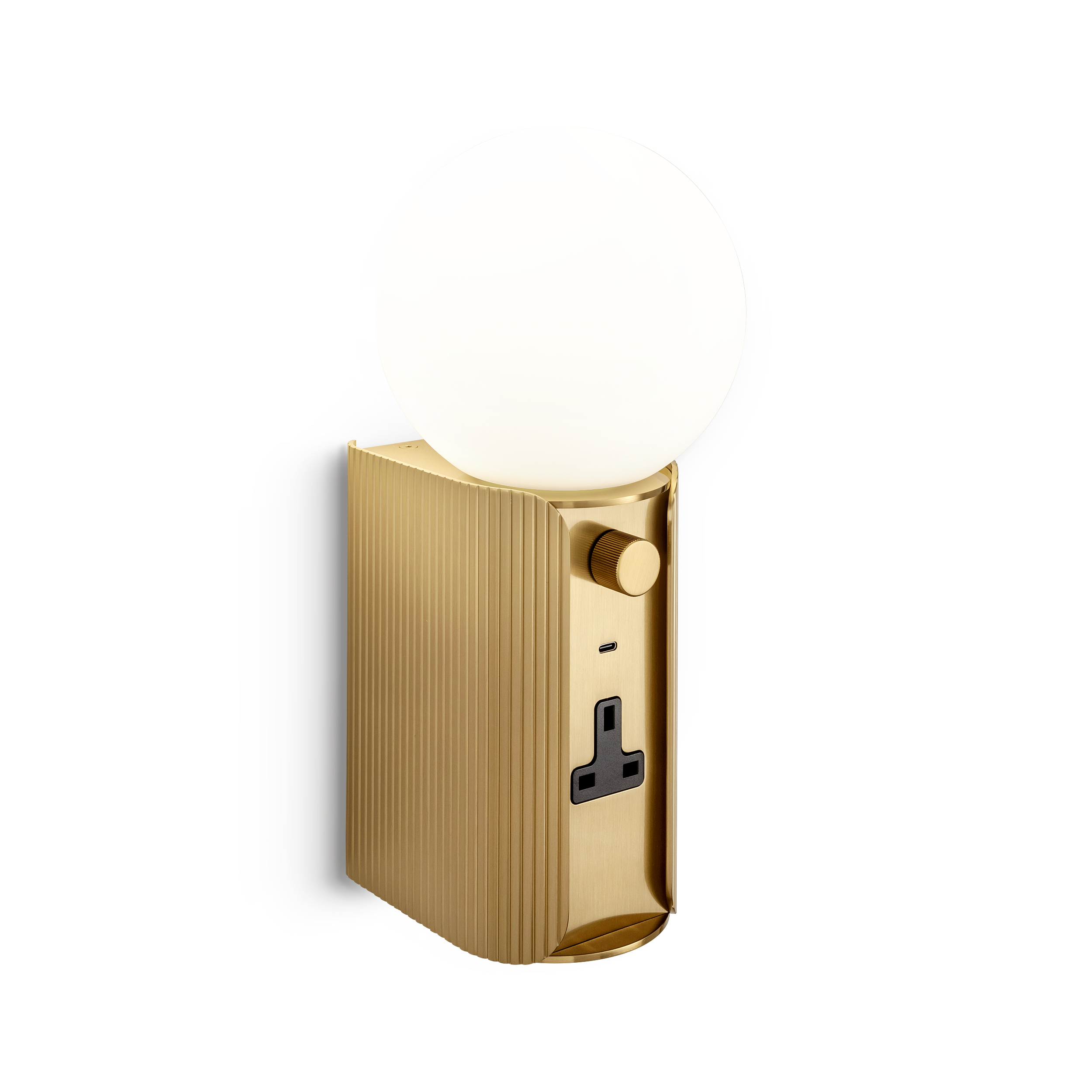 ct-11-w1-cv3-brb-primary Compact brass wall lamp with opal glass WBG03 - Image 1