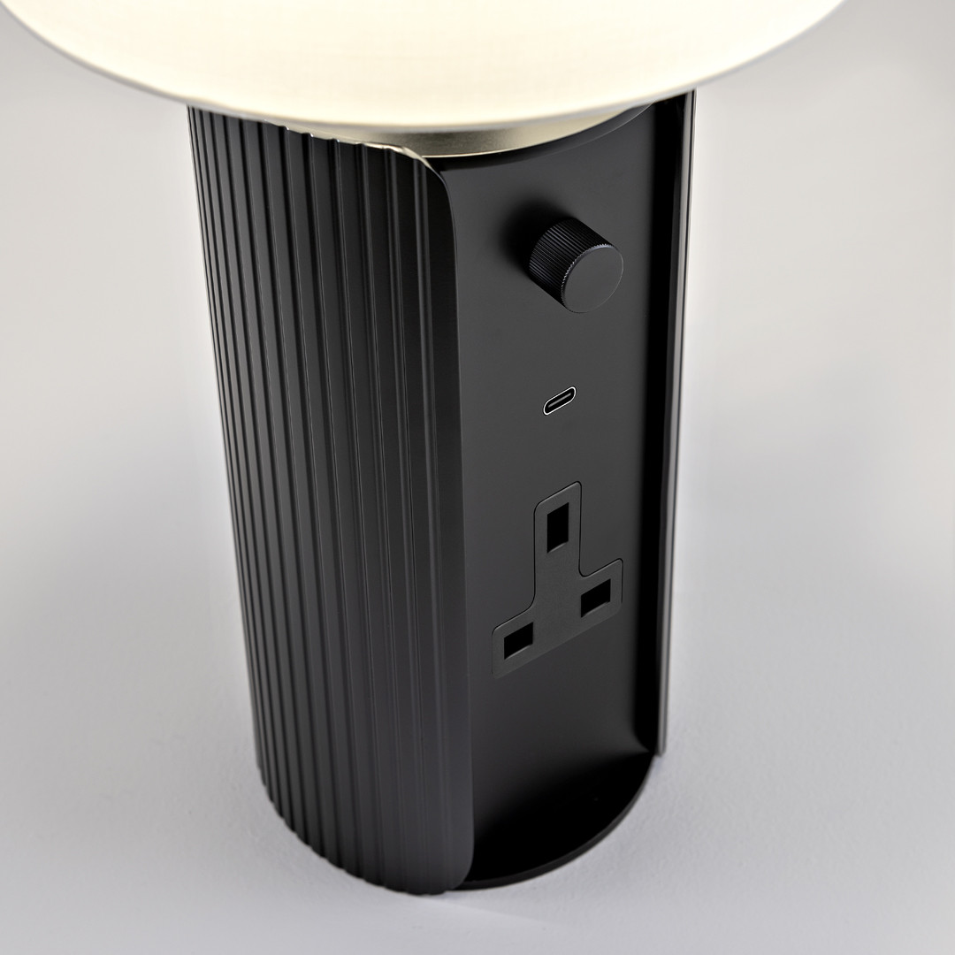 ct-12-tl-cv3-bl-secondary Modern black table lamp with reeded detail TKR03 - Image 2