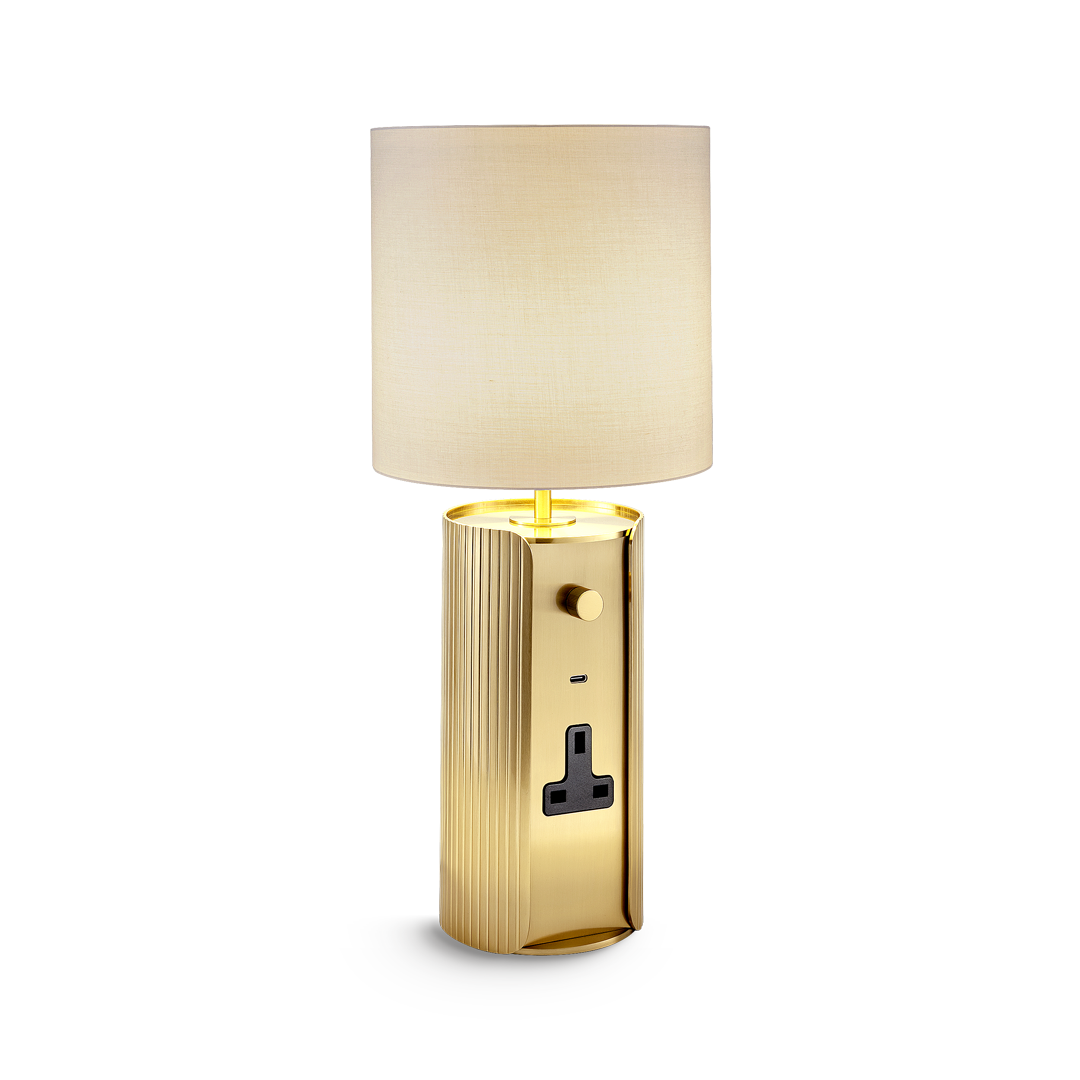 ct-12-tl-cv3-brb-primary Modern brass table lamp with reeded detail TBR03 - Image 1
