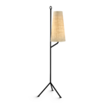 Retro black floor lamp with fabric shade FKF02