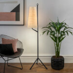 Retro black floor lamp with fabric shade FKF02 - Image 2