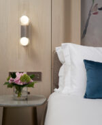 Modern bronze bathroom wall light with opal glass BBG01 - Image 3