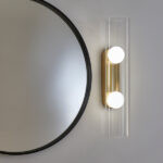 Modern bronze bathroom wall light with opal glass BBG01 - Image 2