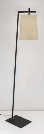Minimalist brass floor lamp with fabric shade FBF01 - Image 3