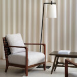 Minimalist brass floor lamp with fabric shade FBF01 - Image 2