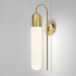 Modern brass wall lamp with opal glass WBG14 - Image 2