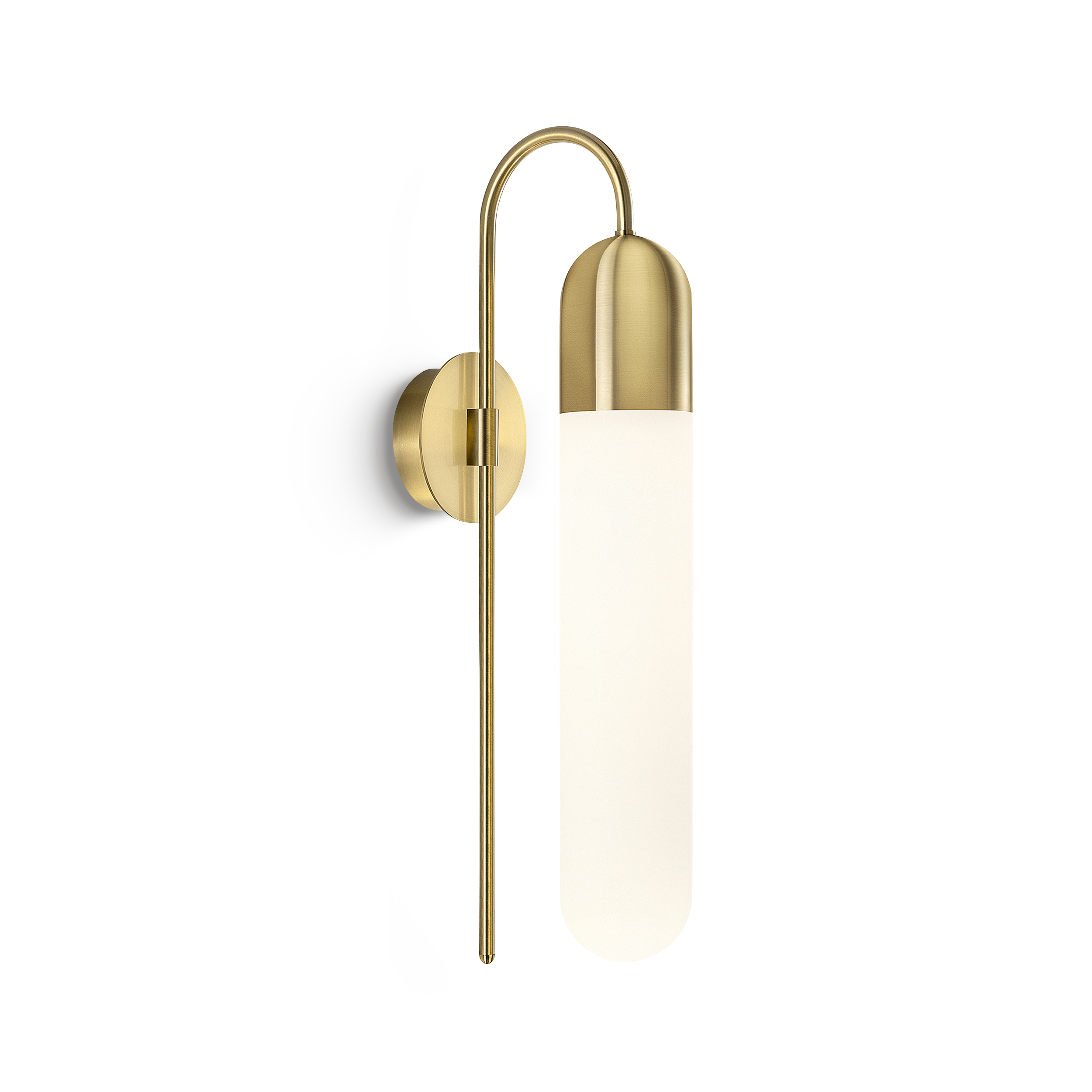 ga-90-w1-brb-op-primary Modern brass wall lamp with opal glass WBG14 - Image 1