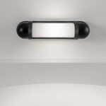 Compact black bathroom wall light with opal glass BKG02 - Image 2
