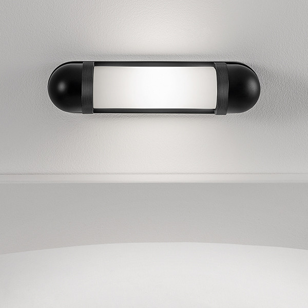gm-66-w1-bl-secondary Compact black bathroom wall light with opal glass BKG02 - Image 2