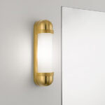 Compact bronze bathroom wall light with opal glass BBG04 - Image 2