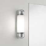 Compact chrome bathroom wall light with opal glass BCG02 - Image 2
