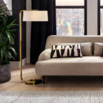 Minimalist bronze floor lamp with fabric shade FBF05 - Image 2