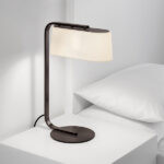 Minimalist black desk lamp with fabric shade DKF03 - Image 2