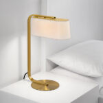 Minimalist bronze desk lamp with fabric shade DBF05 - Image 2