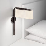 Modern black wall lamp with fabric shade WKF08 - Image 2