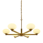 Modern brass chandelier with reeded detail CBR01