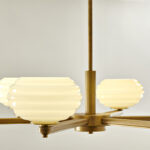 Modern brass chandelier with reeded detail CBR01 - Image 2