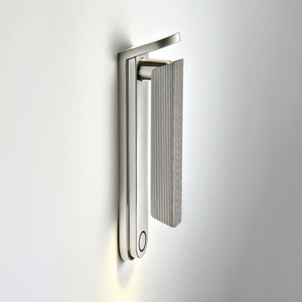 led-35-bn-1 Minimalist nickel reading light with reeded detail RNR01 - Image 3