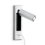 Modern chrome reading light with USB charging RCR03