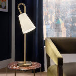 Modern bronze desk lamp with fabric shade DBF03 - Image 2