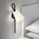 Modern black wall lamp with fabric shade WKF05 - Image 2