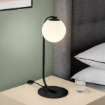 Modern black desk lamp with opal glass DKG03 - Image 2