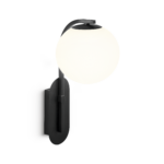 Modern black wall lamp with opal glass WKG09