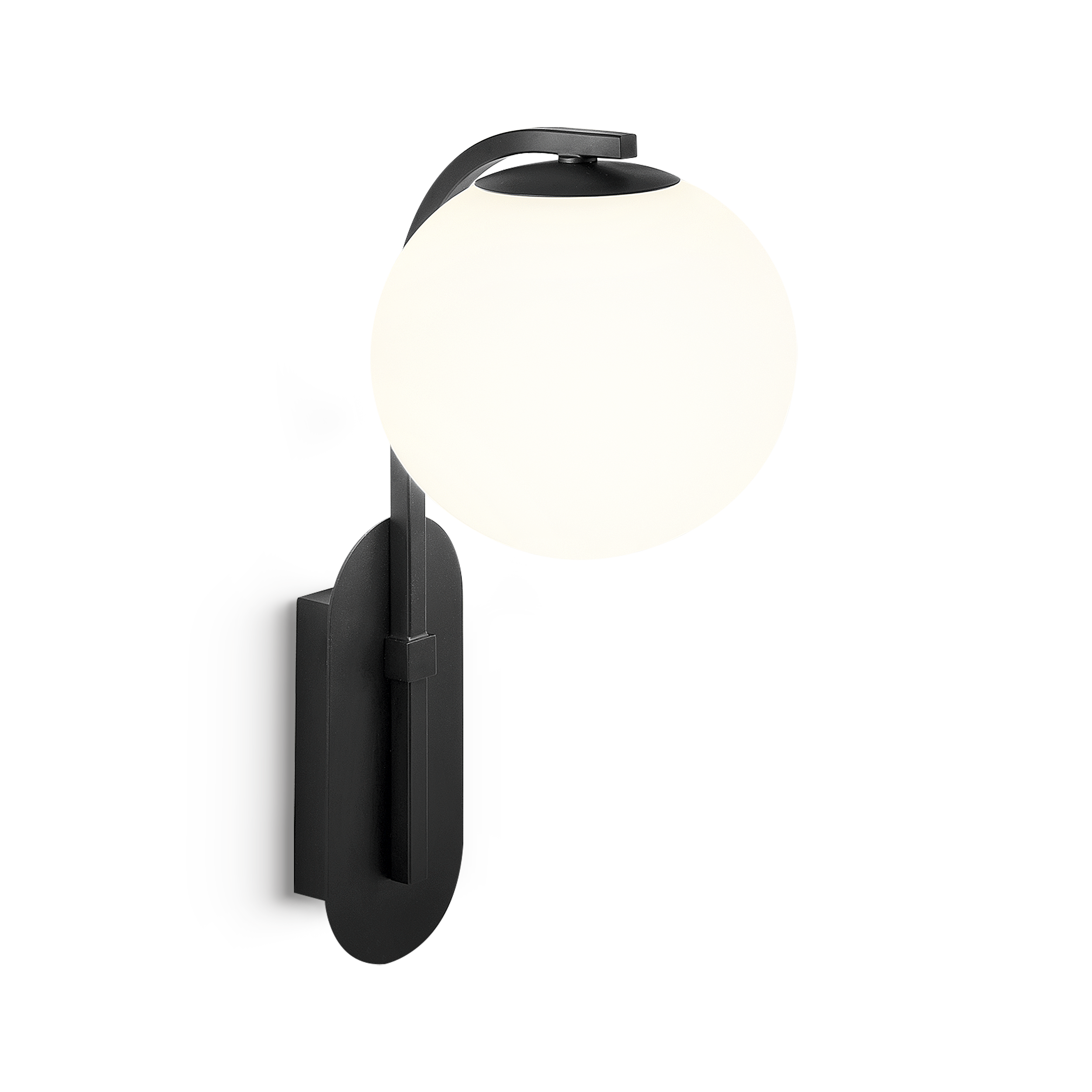 pa-12-w1-bl-primary Modern black wall lamp with opal glass WKG09 - Image 1
