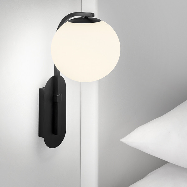 pa-12-w1-bl-secondary Modern black wall lamp with opal glass WKG09 - Image 2